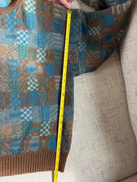 VTG Pendleton Pure 100% Wool Geometric Crewneck Sweater (Brown & Teal) (Size:L) - Picture 8 of 10